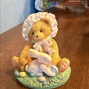 Cherished Teddies Yellow Bear with Bunny and Pastel Accents